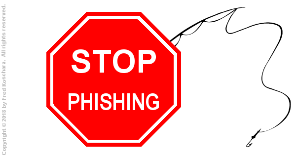 stop phishing sign and fishing pole with hook
