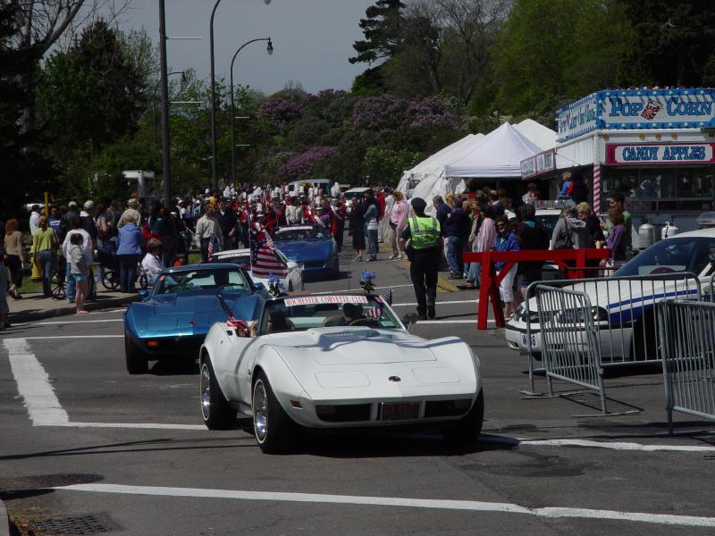White '73 and blue '76 Corvettes